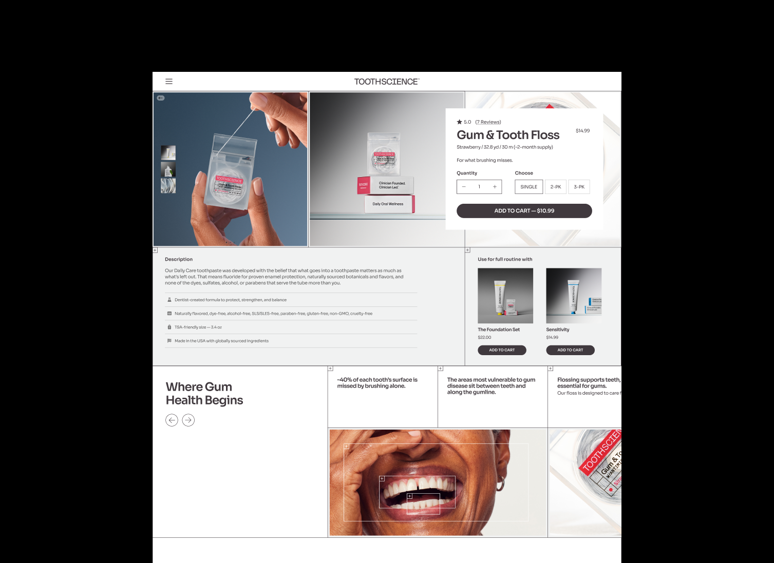 ToothScience homepage redesign concept